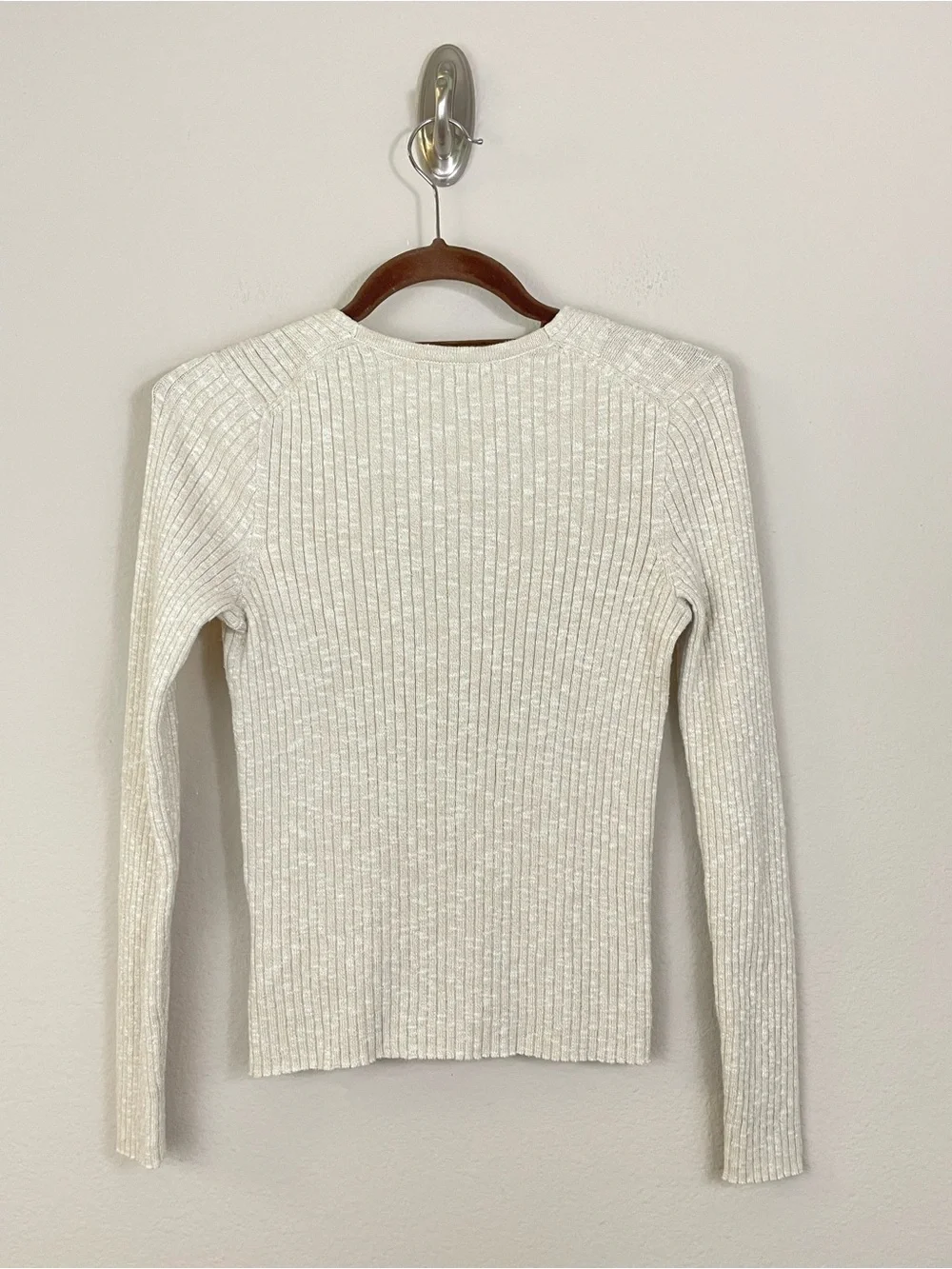 Madewell Cream Shrunken Ribbed‎ Cardigan Sweater Button-Front Size Small